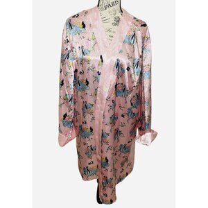 Disney Robe Pink Satin Princess‎ Aurora Sleeping Beauty Womens LARGE Sleepwear